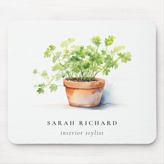 Pflanzenkraut Parsley Coriander Wasserfarbe Botani Mousepad (Vorne)