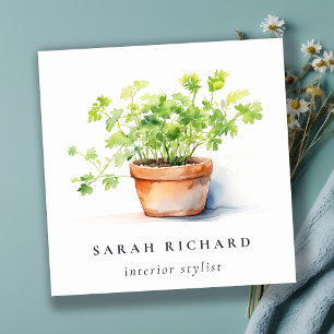Pflanzenkraut Parsley Coriander Wasserfarbe Botani Quadratische Visitenkarte