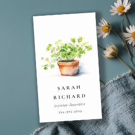 Pflanzenkraut Parsley Coriander Wasserfarbe Botani Visitenkarte