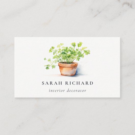 Pflanzenkraut Parsley Coriander Wasserfarbe Botani Visitenkarte (Vorderseite)