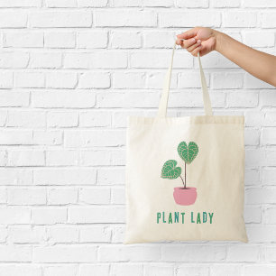 Pflanzenlady Blattreiches Zimmerpflanzen-Illustrat Tragetasche