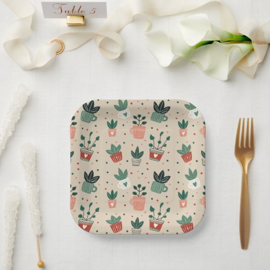 Pflanzenliebhaber-Papierteller – Botanischer Party Pappteller (Hochzeit)