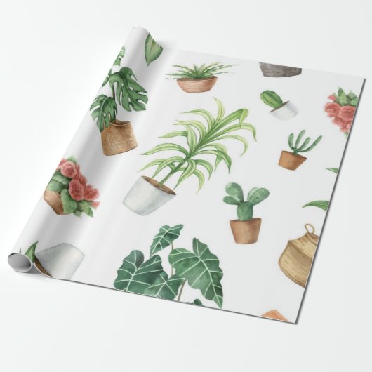 Pflanzenmuster Geschenkpapier (Ungerollt)