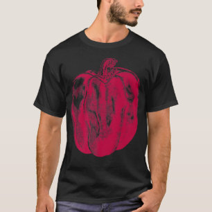Pflanzenretro Vintag für vegetarisches Rotes Pfeff T-Shirt