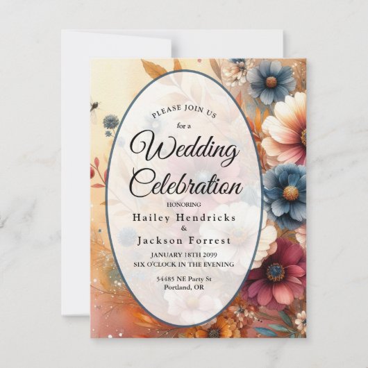 Pflanzenställe und bemalte Himmel ernten Einladung (Vorderseite)