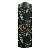 Pflanzenwurzel botanische Blätter schwarz Thermosbecher (Vorderseite)