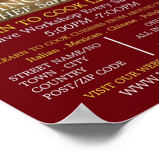 Pflanzliche Auswahl, Werbung für Kochkurse Poster (Ecke)