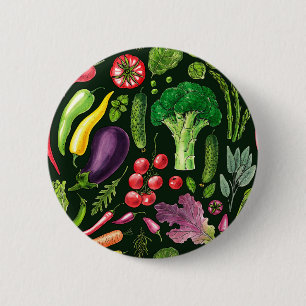 Pflanzliche und Kräuter Gartenernte auf schwarz Button