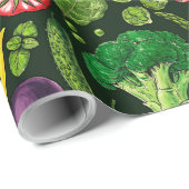 Pflanzliche und Kräuter Gartenernte auf schwarz Geschenkpapier (Rolleneckpunkt)