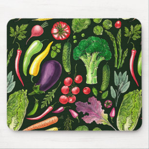 Pflanzliche und Kräuter Gartenernte auf schwarz Mousepad
