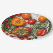 Pflanzliche und pflanzliche Ernte Pappteller (Schrägansicht)