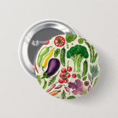 Pflanzliche und pflanzliche Gartenernte auf weißem Button (Vorne & Hinten)