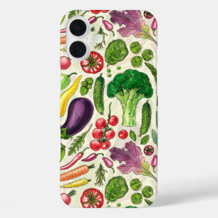Pflanzliche und pflanzliche Gartenernte auf weißem iPhone 16 Plus Hülle