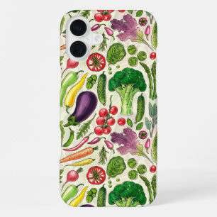 Pflanzliche und pflanzliche Gartenernte auf weißem iPhone 16 Plus Hülle