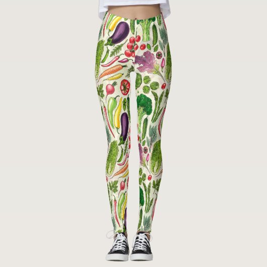 Pflanzliche und pflanzliche Gartenernte auf weißem Leggings (Vorderseite)