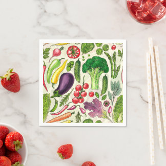 Pflanzliche und pflanzliche Gartenernte auf weißem Serviette