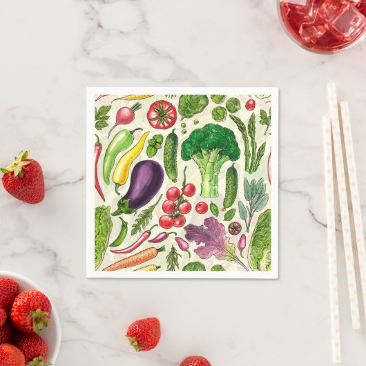 Pflanzliche und pflanzliche Gartenernte auf weißem Serviette (Beispiel)