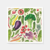 Pflanzliche und pflanzliche Gartenernte auf weißem Serviette (Vorderseite)