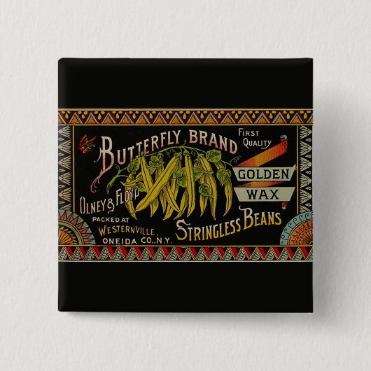 Pflanzliches Land mit String Bean Button (Vorderseite)