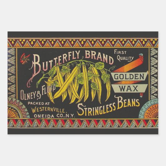 Pflanzliches Land mit String Bean Geschenkpapier Set (Vorderseite)