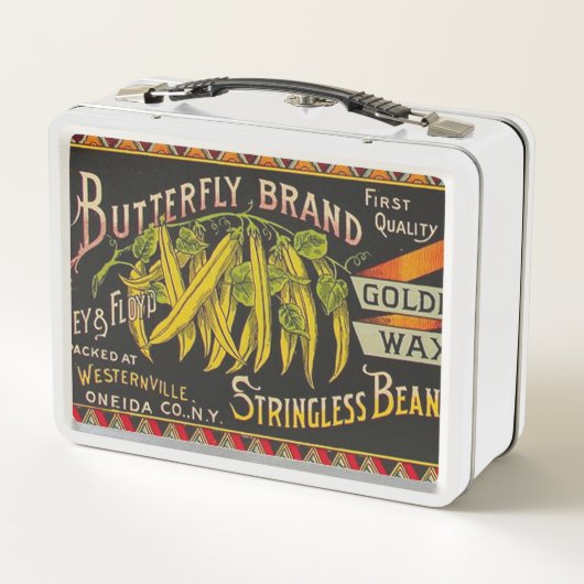 Pflanzliches Land mit String Bean Metall Brotdose (Rückseite)