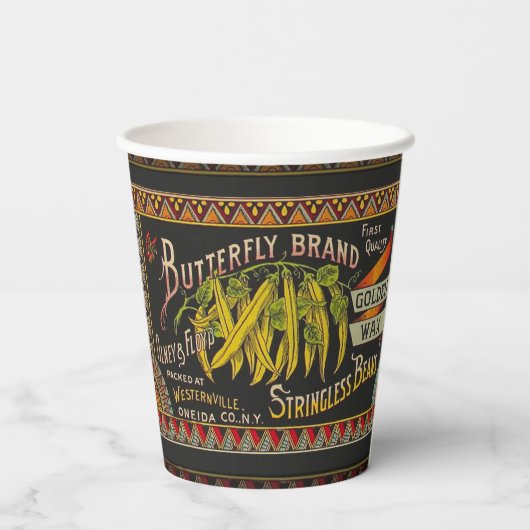 Pflanzliches Land mit String Bean Pappbecher (Rückseite)