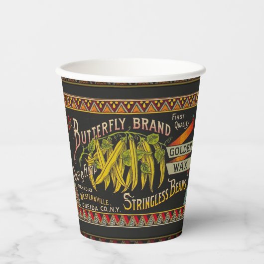 Pflanzliches Land mit String Bean Pappbecher (Vorderseite)