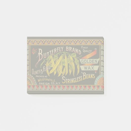 Pflanzliches Land mit String Bean Post-it Klebezettel (Vorderseite)