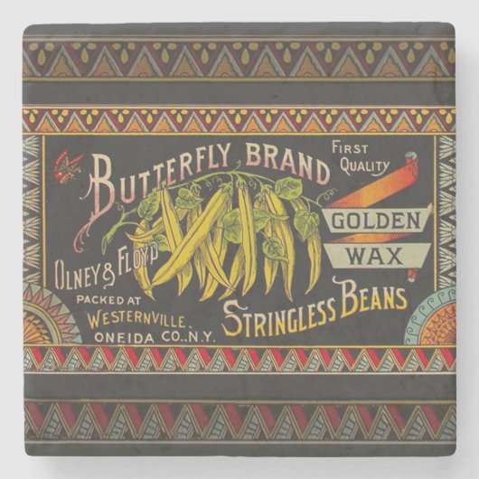 Pflanzliches Land mit String Bean Steinuntersetzer (Vorderseite)