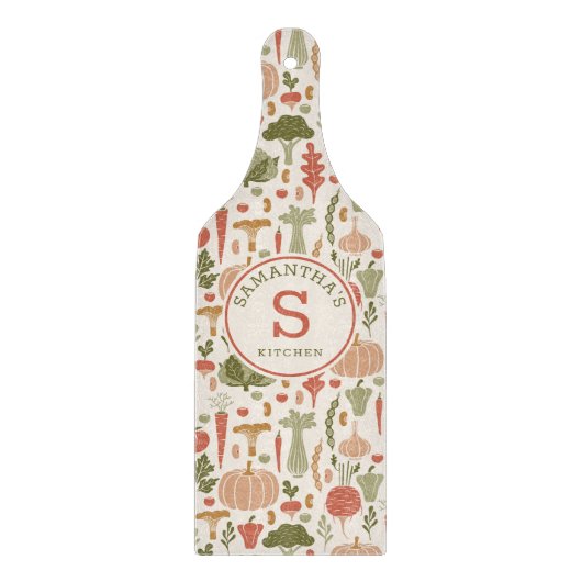 Pflanzliches Muster Personalisierter vegetarischer Schneidebrett (Vorderseite)