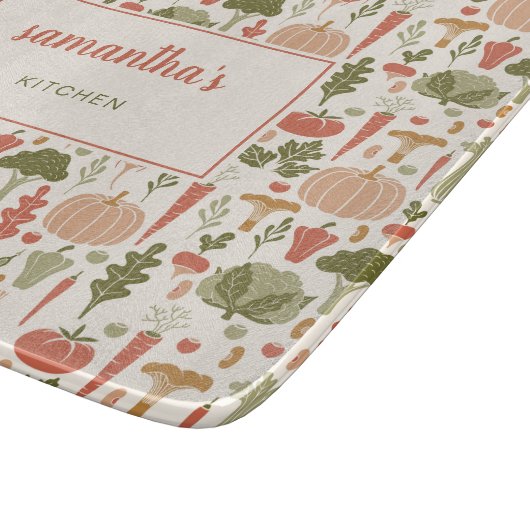 Pflanzliches Muster Personalisierter vegetarischer Schneidebrett (Ecke)