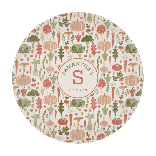 Pflanzliches Muster Personalisierter vegetarischer Schneidebrett (Vorderseite)