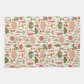 Pflanzliches Muster Vegetarische Boho Farben Geschirrtuch (Horizontal)