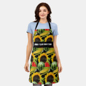 Pflanzliches Obst Sonnenblumenmuster Schürze (Getragen)