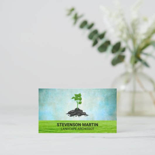 Pflanzter Baum | Rasenflächen | Landflucht Visitenkarte (Stehend Vorderseite)
