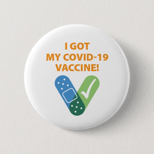 Pflaster-Karo Ich Got meinen Impfknopf Button (Vorderseite)