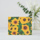 Pflaster mit gelben Sonnenblumen auf Postkarten (Stehend Vorderseite)