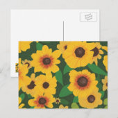 Pflaster mit gelben Sonnenblumen auf Postkarten (Vorne/Hinten)