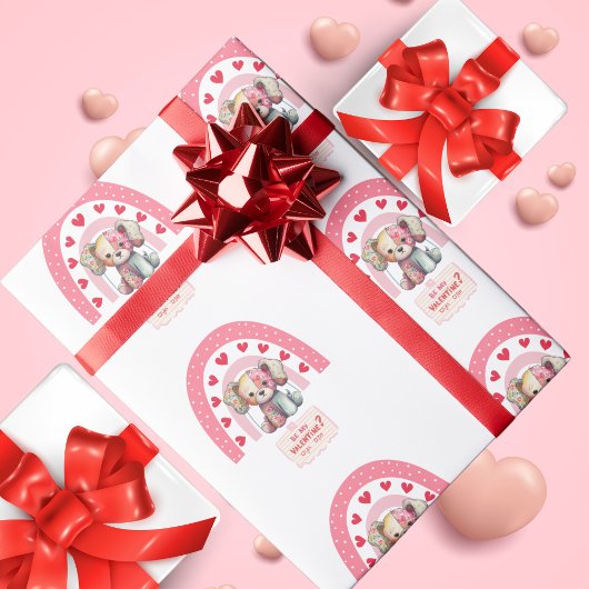 Pflaster-Puppe, Niedlicher Herzrasen, Valentinstag Geschenkpapier