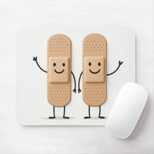 Pflaster-Stickfigur-Paar winkend Mousepad (Mit Mouse)