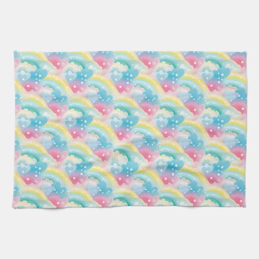 Pflastermuster mit Herz und Regenbogen Geschirrtuch (Horizontal)