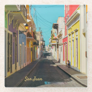 Pflasterstraße Fotografie in Alt-San Juan Glasuntersetzer