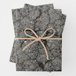 Pflasterzement aus schwarzem Asphalt Geschenkpapier Set