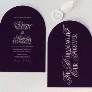 Pflaume Anfang unserer ewigen Hochzeit Einladung