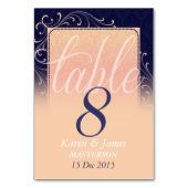 Pflaume & Aprikose Damask Traum Hochzeitstisch Num Tischnummer (Rückseite)