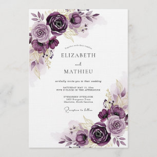 Pflaume Ätherisch Florale Romanze Hochzeit Einladung