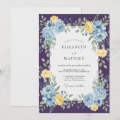 Pflaume Azure Rose Hochzeit Einladung (Vorne/Hinten)