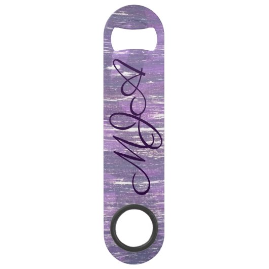 Pflaume Bar | Chic Lila Silver Spritzer Pinselstri Speed Flaschenöffner (Vorderseite)