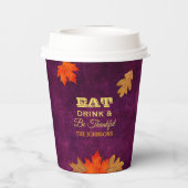 Pflaume Blätter trinken und dankbar sein Pappbecher (Rückseite)