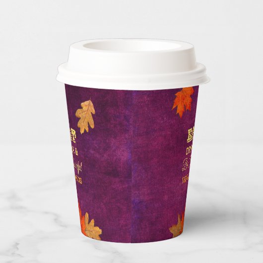 Pflaume Blätter trinken und dankbar sein Pappbecher (Rechts)